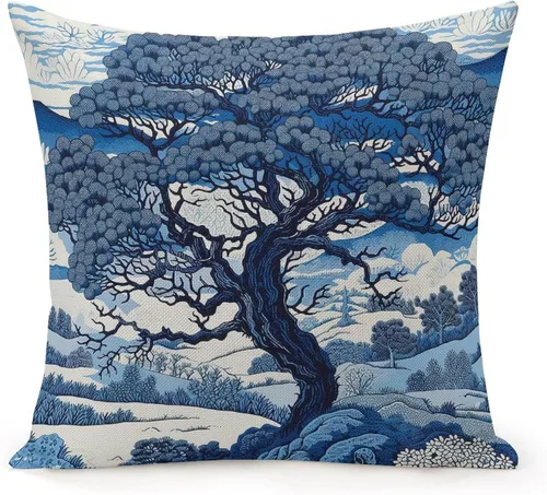 Miniatura 8 de Fundas de almohada chinoiserie verde turquesa floral y pájaro con cremallera de 16 x 16 pulgadas, fundas de almohada de lino para sofá, dormitorio