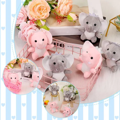 Miniatura 4 de Wettarn 24 piezas de mini animales de peluche, pequeños y lindos juguetes de peluche para mujeres, regalos de fiesta de cumpleaños, 3.1 pulgadas Gris