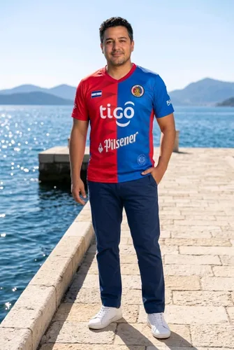 Camisa Roja y Azul de Fas - El Salvador - Tu equipo favorito de Donde Tu Naciste, santaneco de Corazon - 2 veces perfecto
