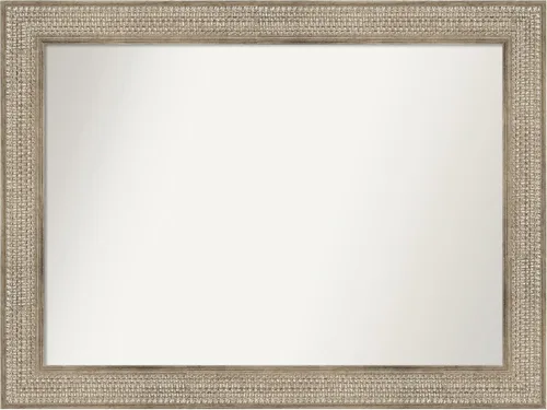 Miniatura 156 de Amanti Art Espejo de baño plateado para sobre fregadero, 26 x 26 pulgadas, espejo cuadrado de níquel pulido, marco de madera tradicional mediano, se