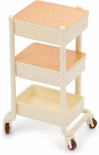 LOGOFUN Carrito de casa de muñecas en miniatura, carrito de compras, estante de almacenamiento de 3 capas con ruedas para decoración de muebles de
