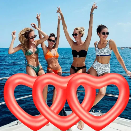 Miniatura 5 de Flotadores inflables de 3 piezas para adultos, tubo de natación de corazón de verano, anillo de natación en forma de corazón, piscina, playa