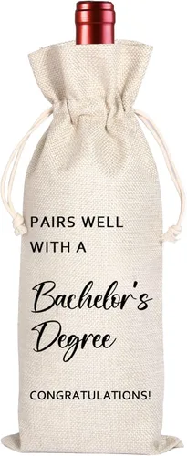 Maydvdv Bolsa de vino de graduación de licenciatura | Regalo de graduación universitaria | Clase de 2025 | Regalo para él | Combina bien con una