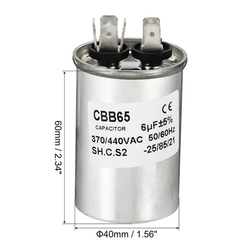 Miniatura 2 de PATIKIL Condensador de arranque de ventilador 6uf 6MDF 370/440VCA, condensador de funcionamiento circular CBB65 para aire acondicionado, bomba