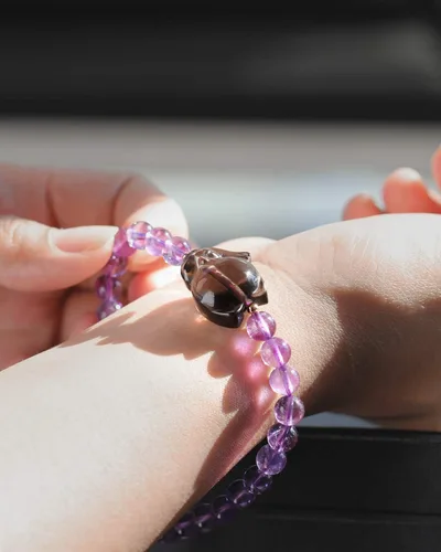 Miniatura 8 de Jeeless Amatista Pulsera Hielo Obsidiana Fox Energía Cristales de Sanación Ansiedad Mujeres Yoga Difusor Joyas de Piedras Preciosas