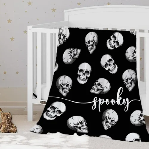 Miniatura 10 de YeeJu Manta de Halloween con diseño de calabaza y gato negro, manta de bebé pequeña para regazo, bebé, bebé, cuna, carriola, acogedora, suave