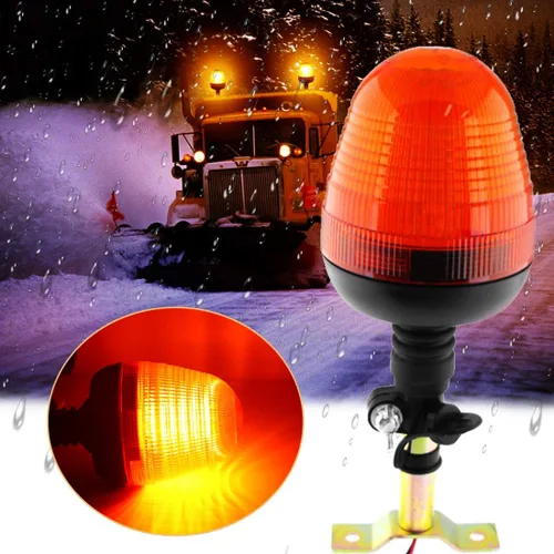 Miniatura 7 de 60 luces LED intermitentes ámbar intermitentes, lámpara estroboscópica de montaje flexible con soporte de enchufe, luz de advertencia de emergencia
