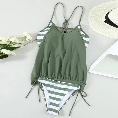 Miniatura 3 de Traje de baño de mujer estampado con panel dividido en ángulo plano grande Dreess traje de baño ajustado cómodo traje de baño casual