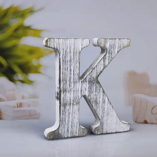 Miniatura 13 de Letras de madera rústica sin terminar de 4 pulgadas para decoración de pared, letras decorativas de pie en rodajas, decoración de tablero