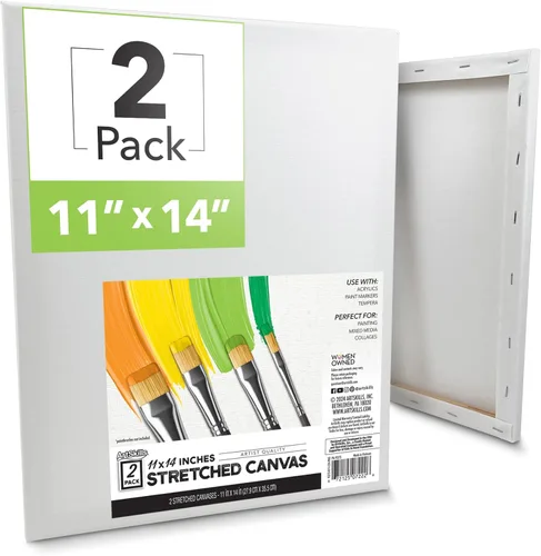 ArtSkills - Bastidores entelados para pintar, suministros de pintura en lienzo de 11x14 para artistas, paquete de lienzos en blanco, pack de 2