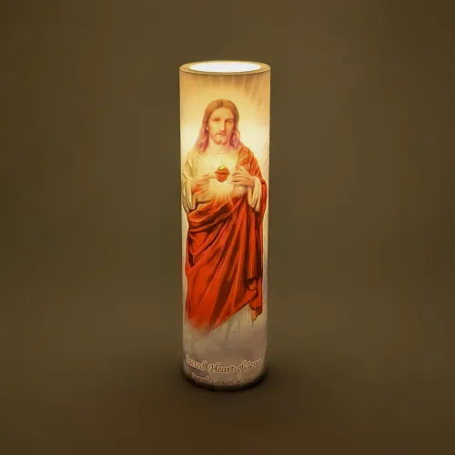 Miniatura 5 de Vela LED de oración de devoción sin llama Sagrado Corazón de Jesús