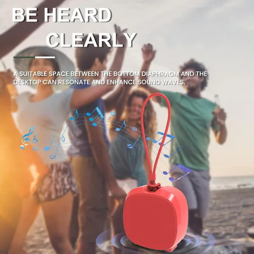 Miniatura 6 de PEICHENG - Bocina pequeña portátil Bluetooth inalámbrica impermeable IPX5 para ducha, sonido estéreo fuerte con graves profundos, emparejamiento Rojo