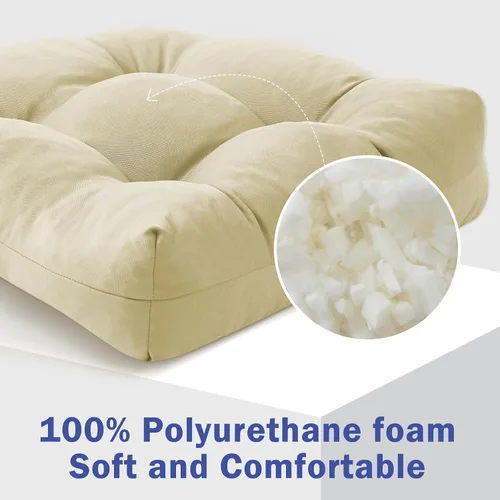 Miniatura 3 de IPYNBAP Juego de 2 cojines para sillas de exterior, cojines para sillas de patio con lazos, 17x17+4" cojines de asiento acolchados para exteriores