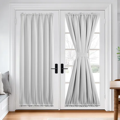 Miniatura 86 de Cortina térmica para puerta con bolsillo para barra, opacas, tratamiento de ventanas con ojales y ojales Deconovo 1 panel