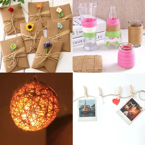 Miniatura 7 de JeogYong Cuerda de yute de 0.079 pulgadas, 328 pies de grosor, cuerda de yute natural de 3 capas para manualidades, envoltura de regalos, embalaje
