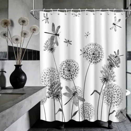 Miniatura 64 de Cortina de ducha floral para primavera y verano, flores silvestres, flores y mariposas, decoración de baño, tela impermeable con ganchos, 70