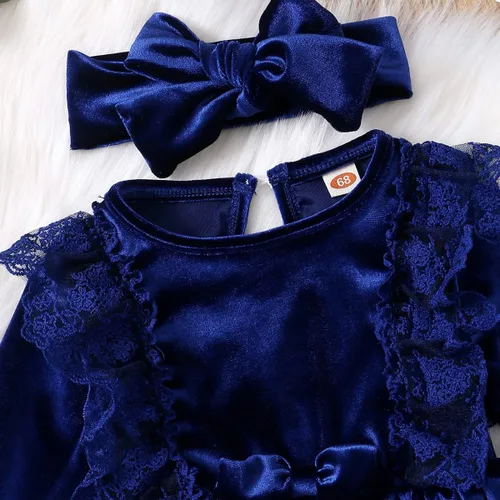 Miniatura 5 de ODIZLI Vestido de terciopelo para niñas pequeñas, manga larga, volantes, ropa de otoño e invierno