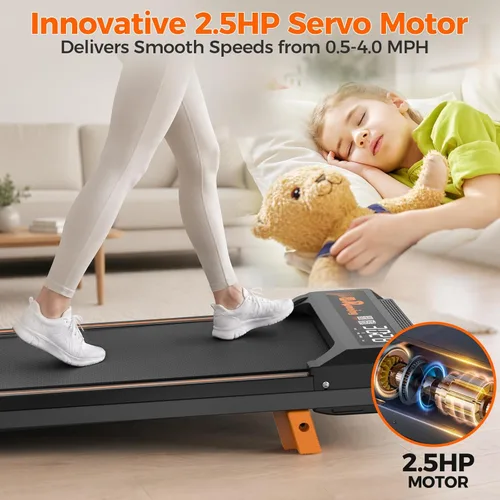 Miniatura 7 de Walking Pad Treadmill for Home and Office — Under Desk Treadmill with Remote Control, LED Display, 2.5HP Quiet Motor, Manual Incline, 300 lbs
