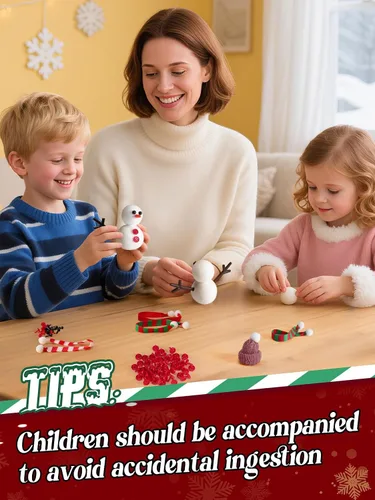 Miniatura 4 de Cosweet Paquete de 6 Kits de Manualidades Navideñas de Muñeco de Nieve para Niños - Kit de Construcción de Muñeco de Nieve con Arcilla de Secado