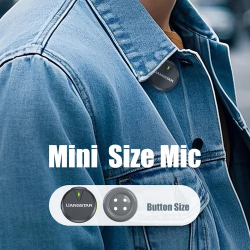Miniatura 2 de LIANGSTAR Micrófono Lavalier inalámbrico para iPhone/Android, mini micrófono con estuche de carga con cancelación de ruido, duración de la batería