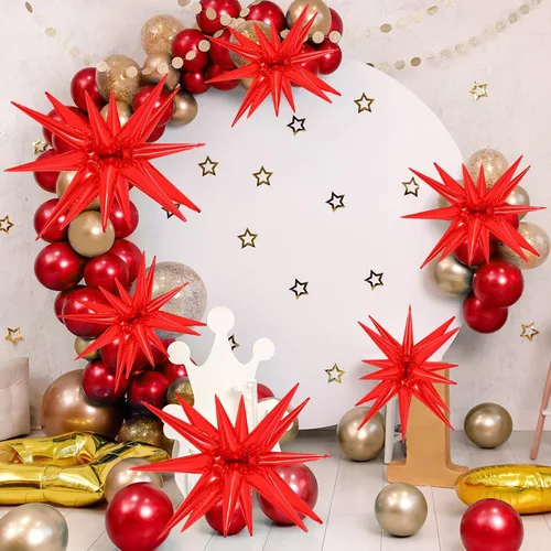 Miniatura 4 de 10 unidades de globos de estrella roja explosión globos de estrella fulgurante globos de cono de papel de aluminio mágicos para decoraciones