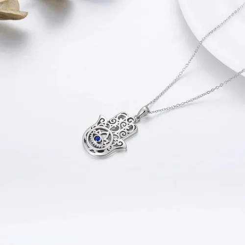 Miniatura 3 de PELOVNY Collares para mujer, regalo para el día de la madre, collar de plata de ley 925, colgante de mano de Fatima, árbol de fatima, elefante