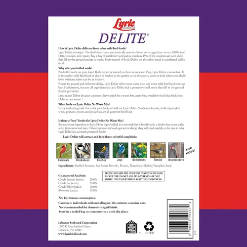 Miniatura 2 de Lyric Delite Semillas de aves silvestres – Mezcla de alimentos para pájaros sin desperdicios con nueces y semillas sin cáscara – Atrae banderines