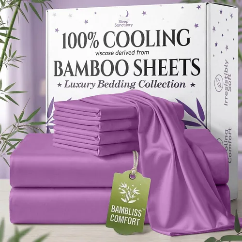 Miniatura 19 de SLEEP SANCTUARY - Juego de sábanas 100% viscosa derivada de bambú tamaño individual 4 piezas – Sábanas de lujo BamBliss de enfriamiento