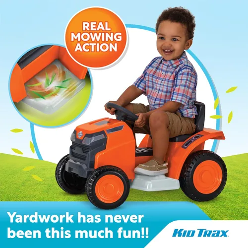 Miniatura 4 de Kid Trax Mow & Go - Corta-césped eléctrico para niños pequeños, 6 voltios, niños de 1.5 a 2.5 años, peso máximo del usuario 44 libras, naranja