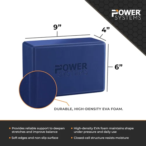 Miniatura 4 de Power Systems Bloque de yoga Espuma de grado comercial, ligero, duradero, soporte ergonómico para uso doméstico y estudio Yoga, pilates, marino