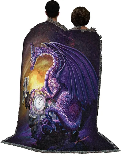 Miniatura 3 de Pure Country Weavers Rose Khan - Manta con diseño de dragón del tiempo de amatista tejida de algodón, hecha en los Estados Unidos (72 x 54 pulgadas)