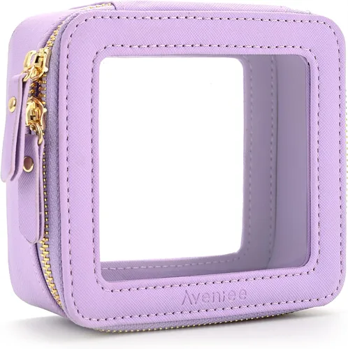 Miniatura 49 de Aveniee Organizador de bolsa de maquillaje transparente, bolsa de aseo de viaje para mujer, bolsa de cosméticos impermeable con cremalleras, Rosa