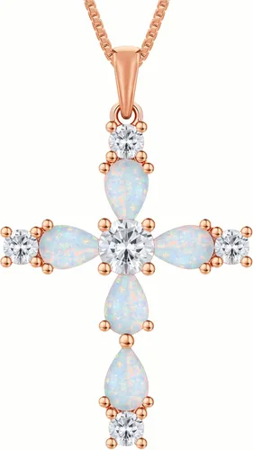 Miniatura 192 de YL Collar de cruz de plata de ley 925 con colgante de piedra natal religiosa para mujer