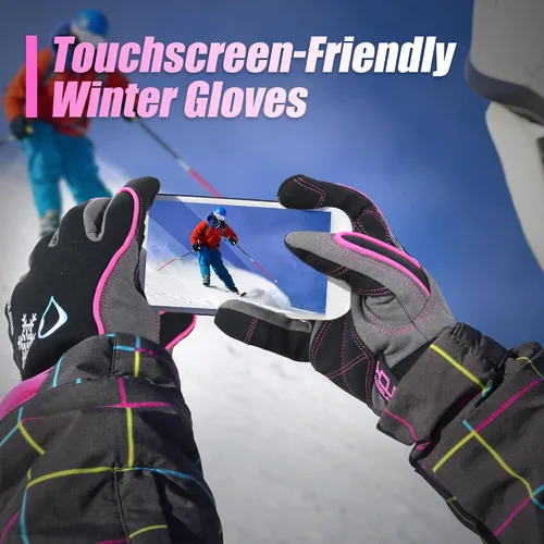 Miniatura 5 de HANDLANDY Winter Work Gloves, 3M Thinsulate Waterproof Insulated Glove for Men Women Rosa