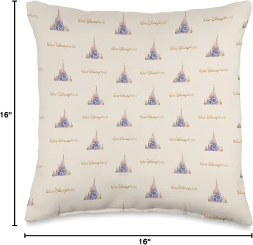 Miniatura 4 de Disney Walt World - Almohada con estampado de castillo del 50 aniversario, 15.7 x 15.7 in, multicolor