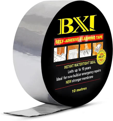 BXI Cinta Membrana de Sellado Impermeable, 2 pulgadas X 32 pies, Cinta de Sellado de Parche Impermeable Gruesa, Asfalto Gomoso Modificado SBS