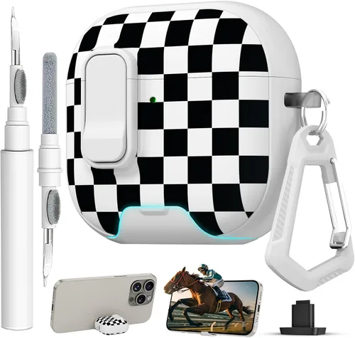 Miniatura 17 de Funda para AirPods Pro 3 con cerradura, textura de piel TPU duradera, antipérdida y a prueba de golpes, accesorios con kit de limpieza en llavero