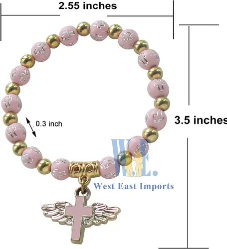 Miniatura 6 de WE 12 pulseras de cruz de ala de ángel para niña, recuerdo de bautizo/recuerdo de bautizo