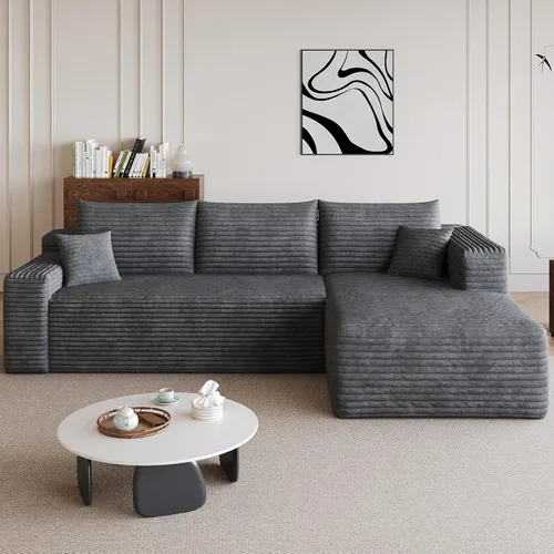 Miniatura 31 de Sofá seccional Cloud de 96 pulgadas, sofá deshuesado para sala de estar, sofá modular con asiento profundo, sofá de pana cómodo y esponjoso con Negro