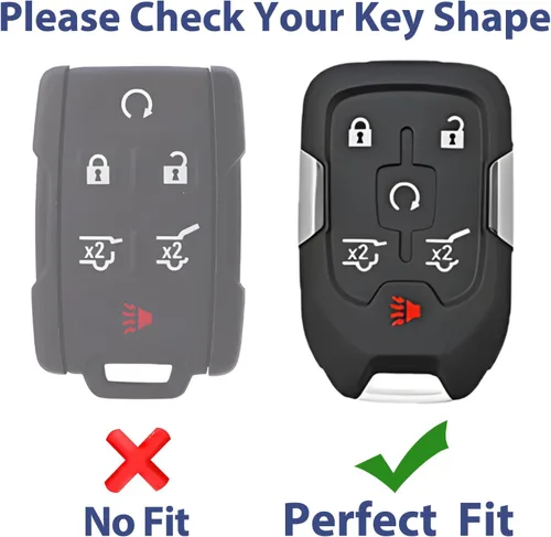 Miniatura 2 de Funda para llavero, llavero, funda para llave de TPU, compatible con GMC Yukon XL/Denali 2015-2020, Chevy Tahoe/Suburban, 6 botones