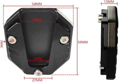 Miniatura 3 de Placa de Kickstand de la motocicleta, placa de extensión del soporte de la motocicleta de la aleación de aluminio