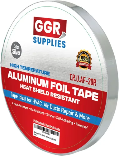 GGR Supplies AF-20R Cinta de papel de aluminio resistente al calor de alta temperatura de grado profesional/industrial ideal para HVAC, reparación