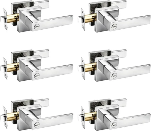 Miniatura 21 de Gobrico 1 paquete de manijas cuadradas de privacidad para puerta en acabado negro mate, manijas interiores sin llave, reversibles para puertas