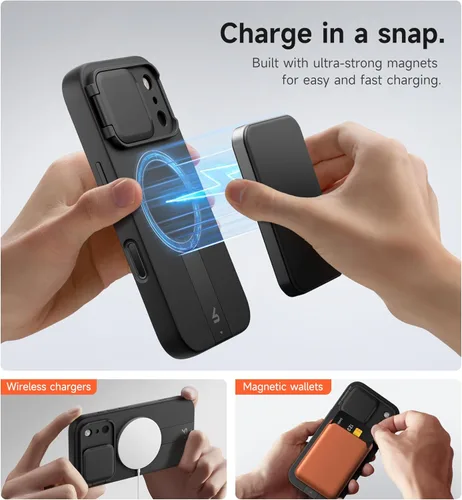 Miniatura 3 de SURITCH - Funda para iPhone 17 Pro Max con cubierta de control de cámara, cubierta para cámara y soporte ajustable, compatible con MagSafe, a prueba