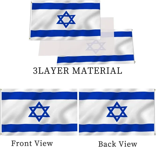 Miniatura 3 de Bandera israelí de 3 x 5 pulgadas, bandera israelí de doble cara para exteriores, resistente, material de poliéster de 3 capas con 2 ojales