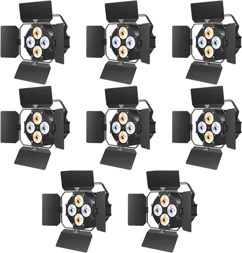 Miniatura 12 de Luces de escenario con puertas de granero, luces LED par con focos COB blancos cálidos y fríos, luz de par profesional con activación por sonido