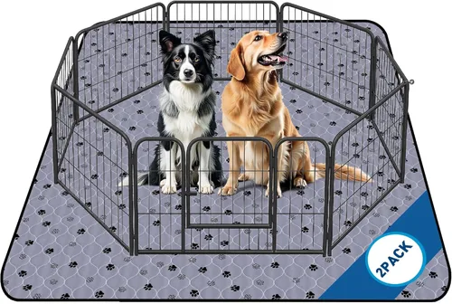 Miniatura 17 de Fostanfly Almohadillas lavables para orina para perros, paquete de 2 almohadillas reutilizables superiores de 36 x 48 pulgadas, impermeables, Gris