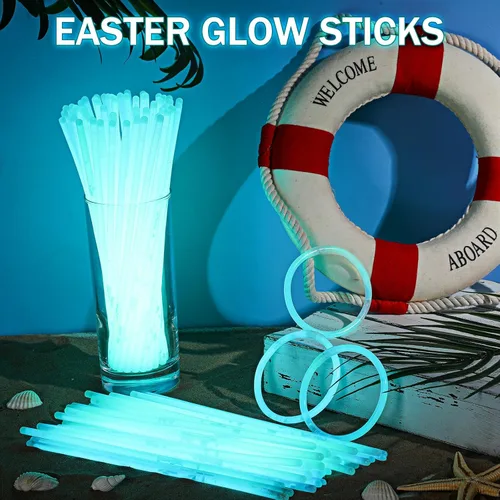 Miniatura 4 de Hanaive - 300 varillas luminosas a granel de 8 pulgadas que brillan en la oscuridad, regalos de fiesta de neón y collar con conectores