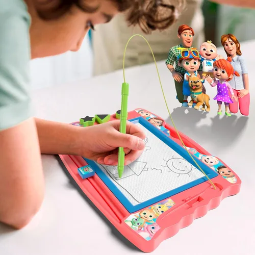 Miniatura 7 de Lollipop Cocomelon Pizarra Magnética para Dibujar con 3 Sellos Magnéticos - Tableta de Dibujo Creativa para Niños y Niños Pequeños de 3+, Juguete