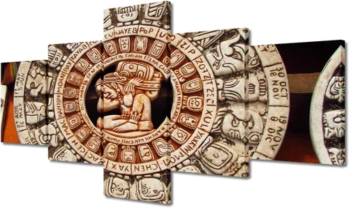 Miniatura 90 de Arte de pared con varios paneles, calendario maya, imágenes de piedra del sol, pinturas de civilización azteca sobre lienzo, sala de estar